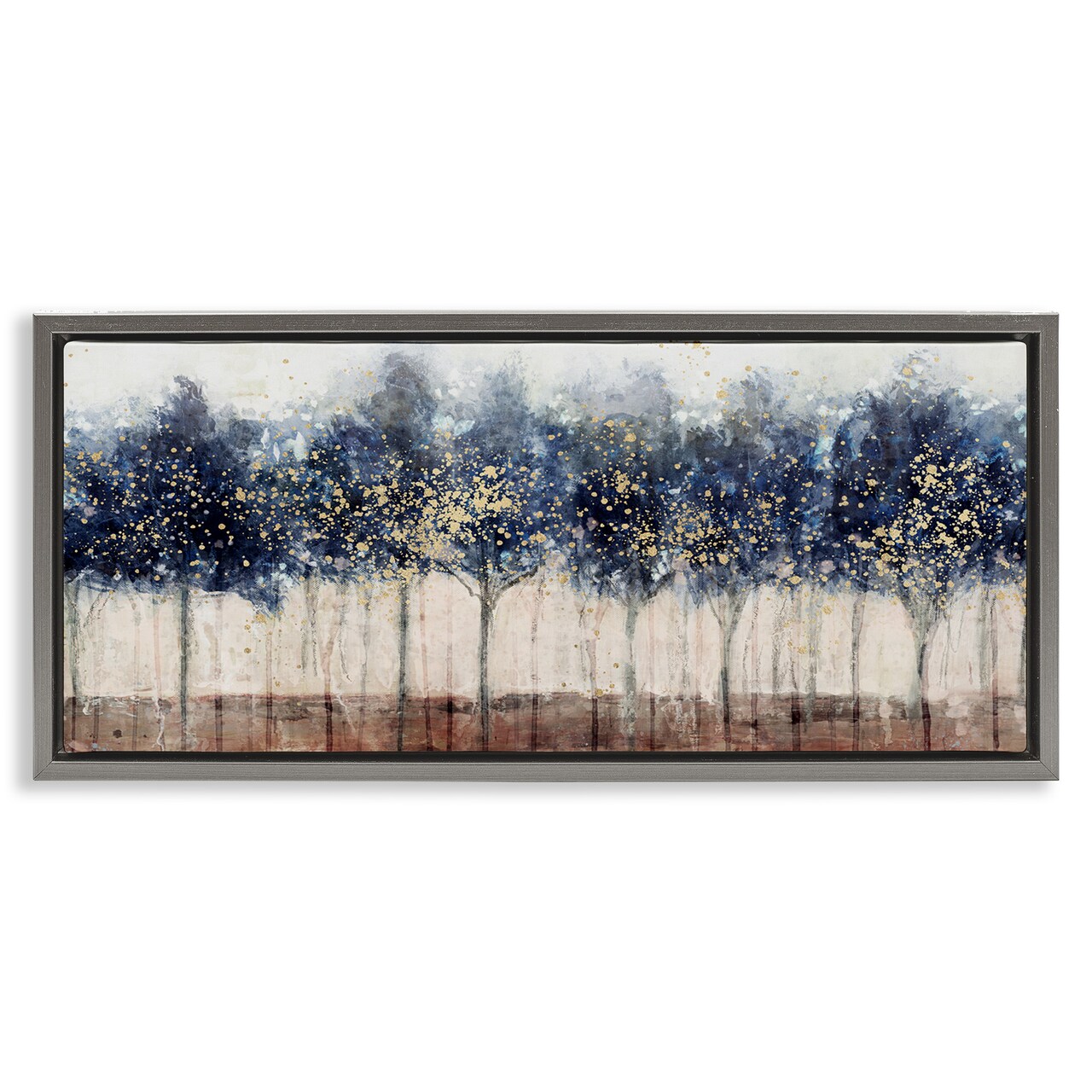 Stupell Industries Trees with Modern Splash Framed Floater Canvas Wall Art